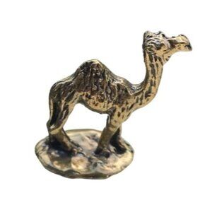 Vintage Brass Camel Figurine Paperweight 1.25" Very Detailed Miniature